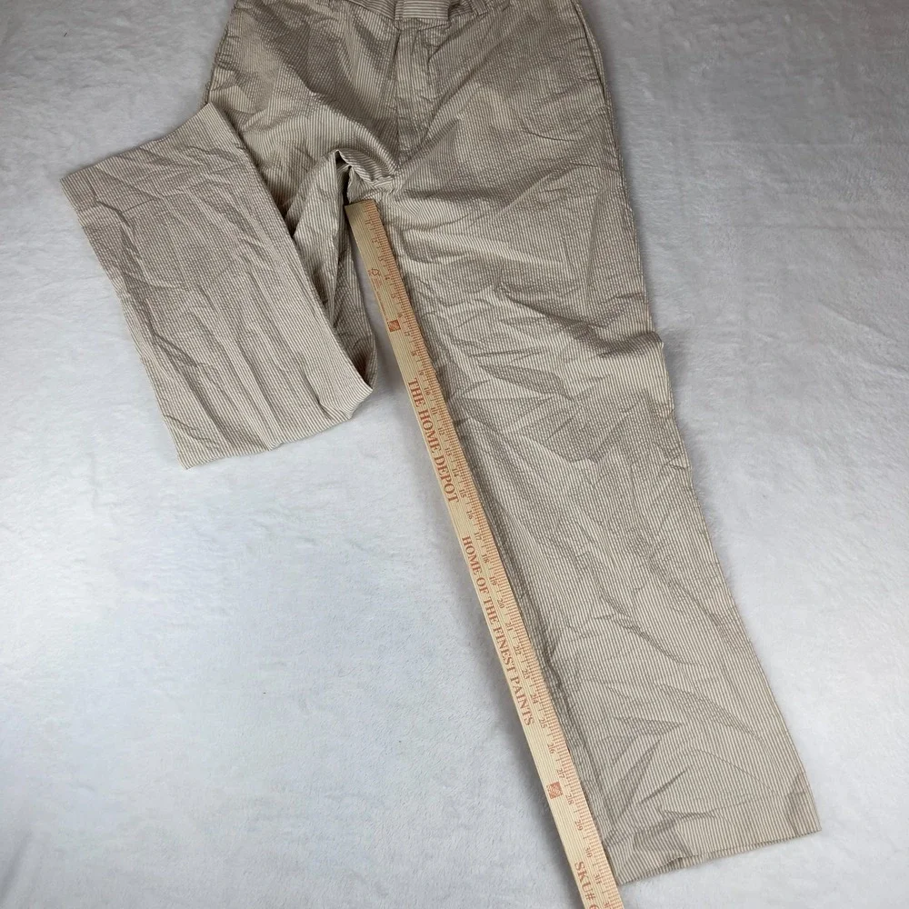 J.CREW Chino Pants‎ Mens 34x34 Beige Striped Seerucker Straight Leg Slash Pocket